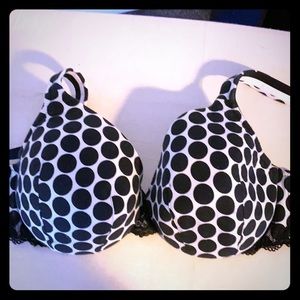 Cacique white and black polka-dot bra